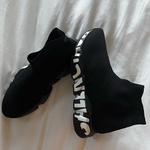 Balenciaga womens graffiti sock trainers.
